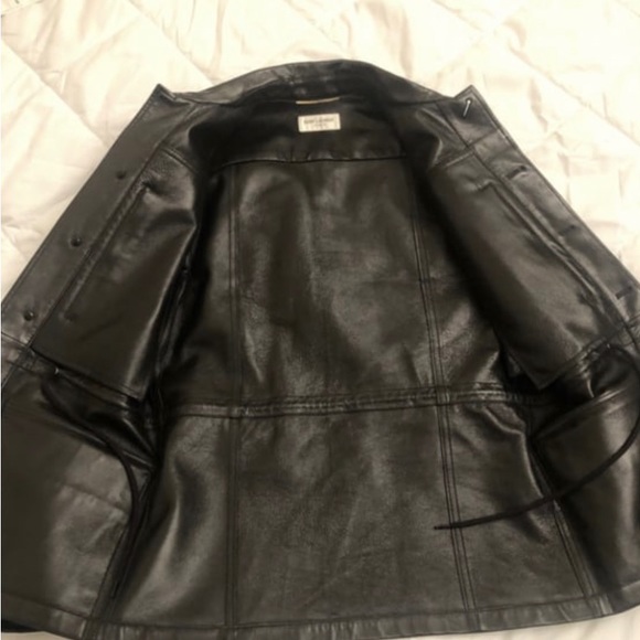 Saint Laurent Military Style Leather Oversized Coat FR34 (US S) - Picture 3 of 7